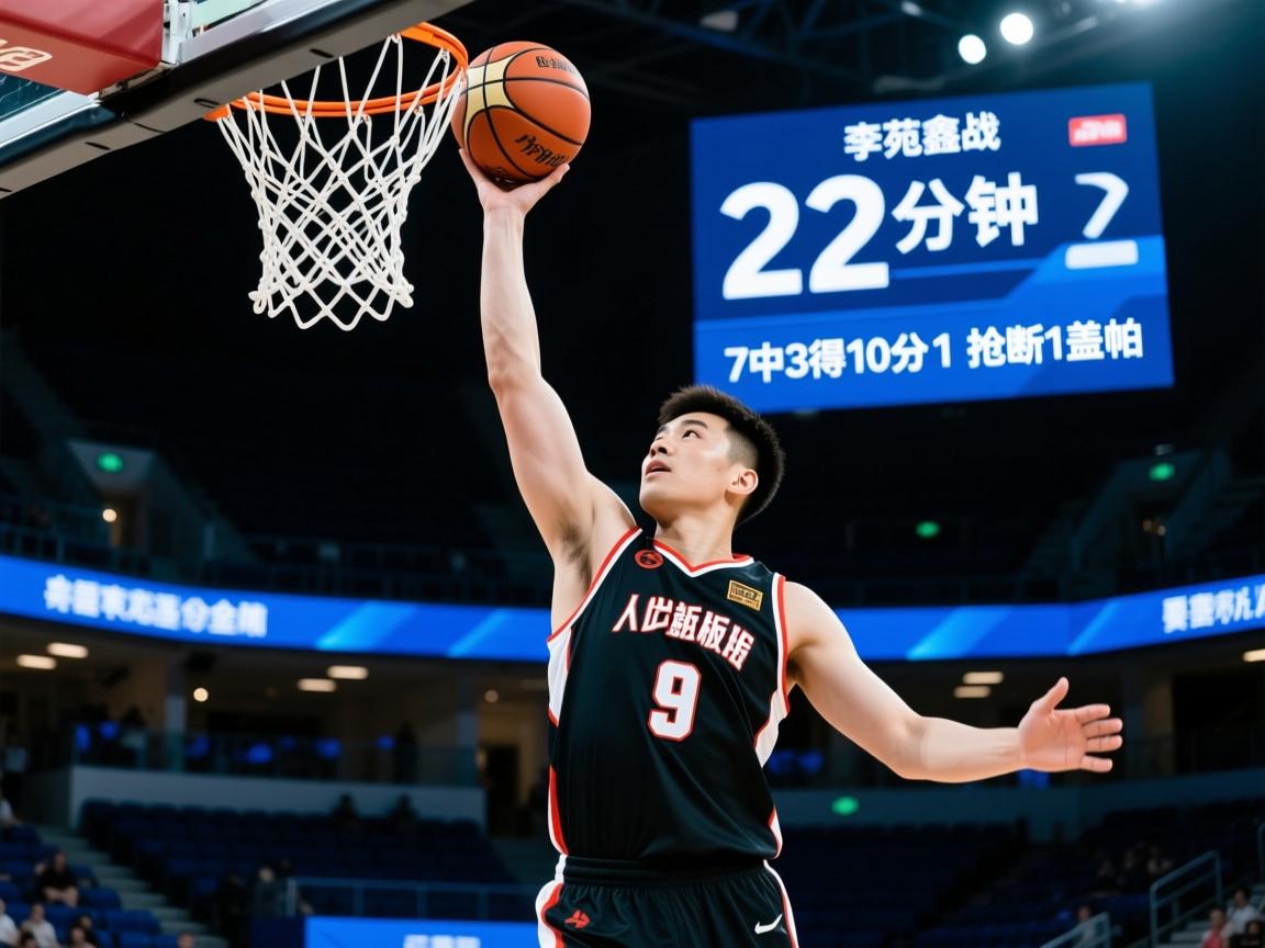 李苑鑫出战22分钟，投篮7中3得到10分9篮板1助攻1抢断1盖帽  第1张